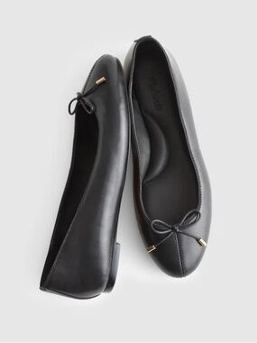 NEW Madewell The Hester Flat in True Black Leather size 9.5 NZ709 $128